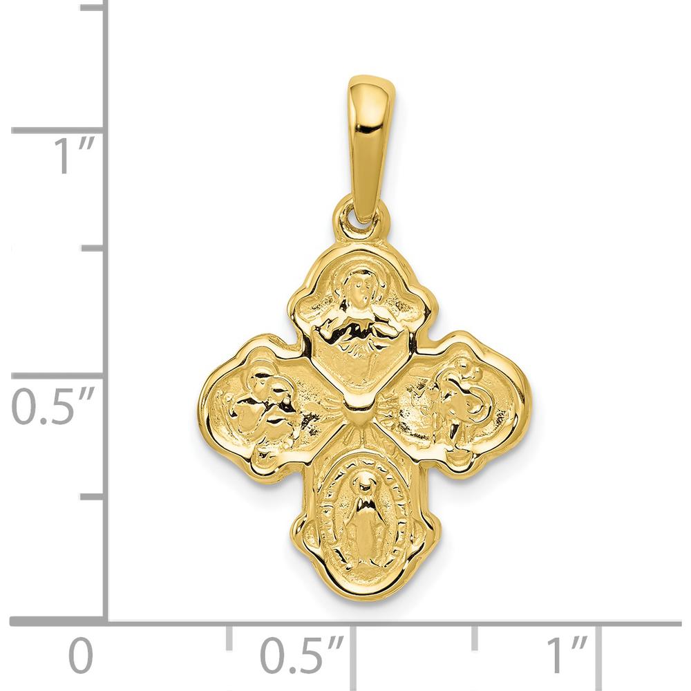 10K Yellow Gold Four-Way Medal Pendant - Polished Finish