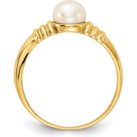 10K Yellow Gold Freshwater Button Pearl Ring - 5-6mm Cultured Pearl