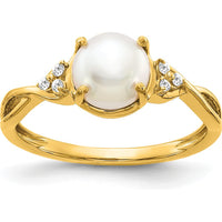 10K Yellow Gold Freshwater Cultured Pearl and Diamond Ring - 1.73 Carat Total Pearl Weight, 0.008 Carat Total Diamond Weight by 0
