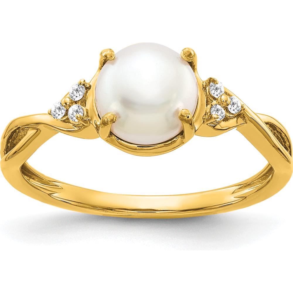 10K Yellow Gold Freshwater Cultured Pearl and Diamond Ring - 1.73 Carat Total Pearl Weight, 0.008 Carat Total Diamond Weight by 0