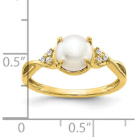 10K Yellow Gold Freshwater Cultured Pearl and Diamond Ring - 1.73 Carat Total Pearl Weight, 0.008 Carat Total Diamond Weight by 0