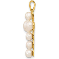 10K Yellow Gold Freshwater Cultured Pearl Cross Pendant with 7 Button Pearls