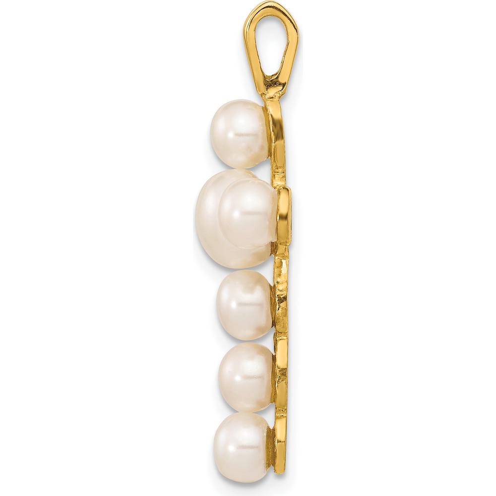 10K Yellow Gold Freshwater Cultured Pearl Cross Pendant with 7 Button Pearls