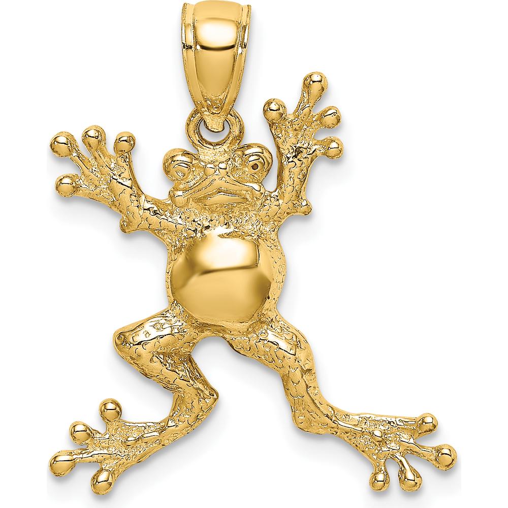10K Yellow Gold Frog Pendant with Polished Finish - Playful Themed Design