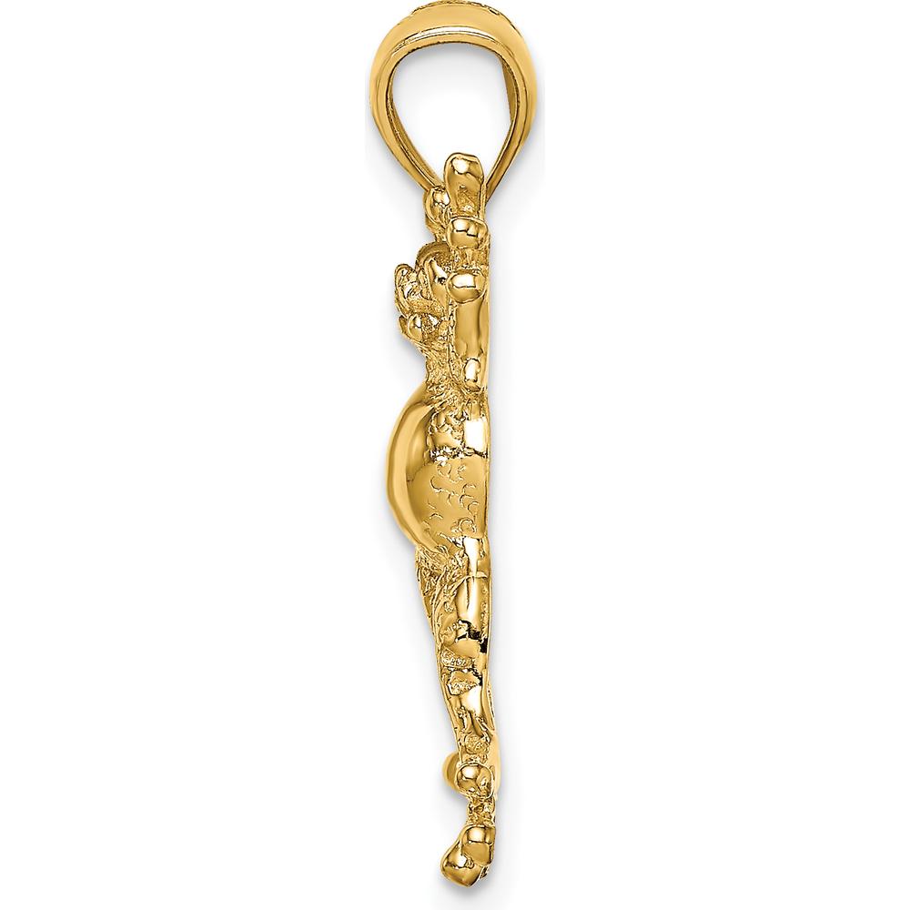 10K Yellow Gold Frog Pendant with Polished Finish - Playful Themed Design