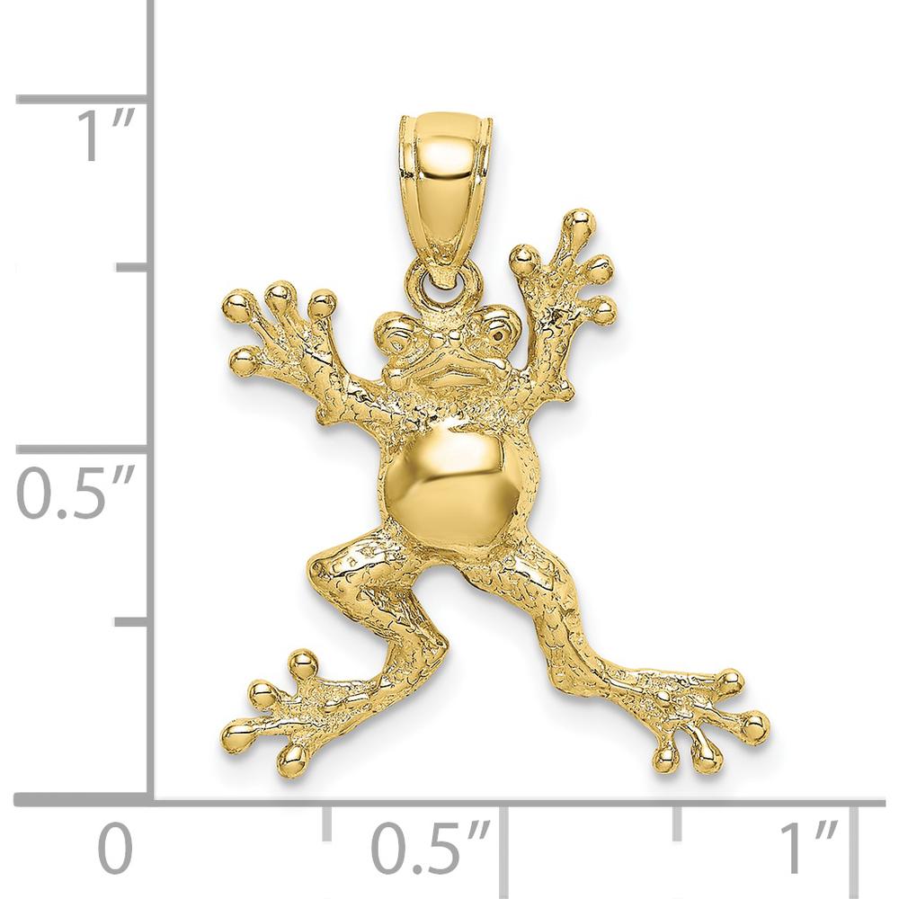 10K Yellow Gold Frog Pendant with Polished Finish - Playful Themed Design
