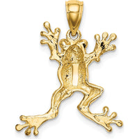 10K Yellow Gold Frog Pendant with Polished Finish - Playful Themed Design