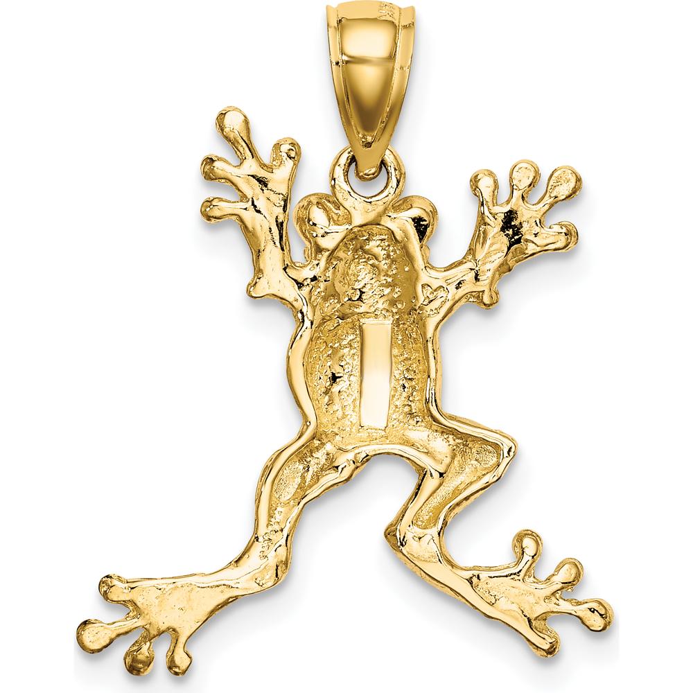 10K Yellow Gold Frog Pendant with Polished Finish - Playful Themed Design