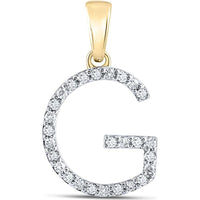 10K Yellow Gold G Initial Pendant with Prong-Set Round Diamonds - 0.20 Carat Total Diamond Weight