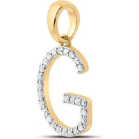 10K Yellow Gold G Initial Pendant with Prong-Set Round Diamonds - 0.20 Carat Total Diamond Weight