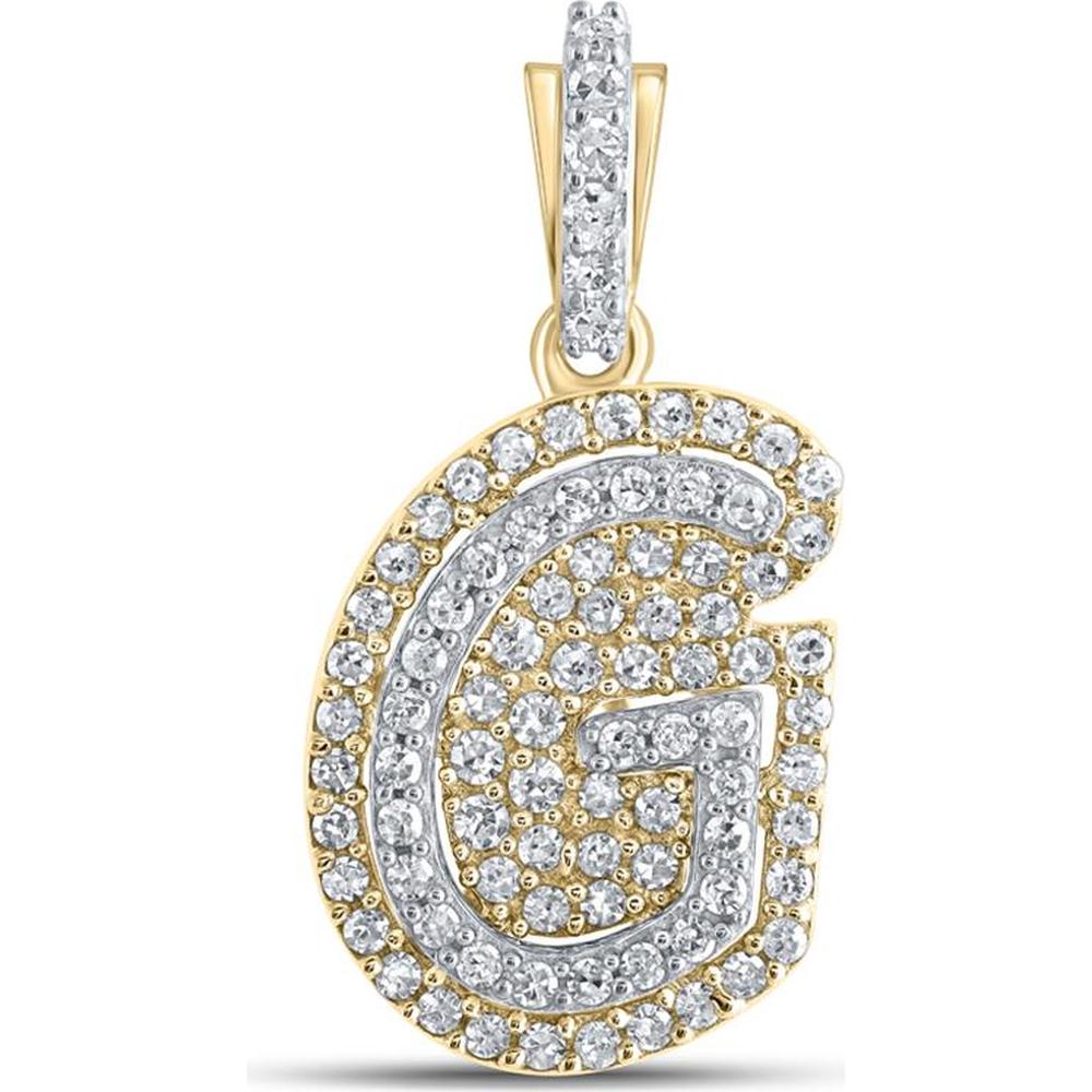 10K Yellow Gold G Initial Pendant with Prong-Set Round Diamonds - 0.20 Carat Total Diamond Weight