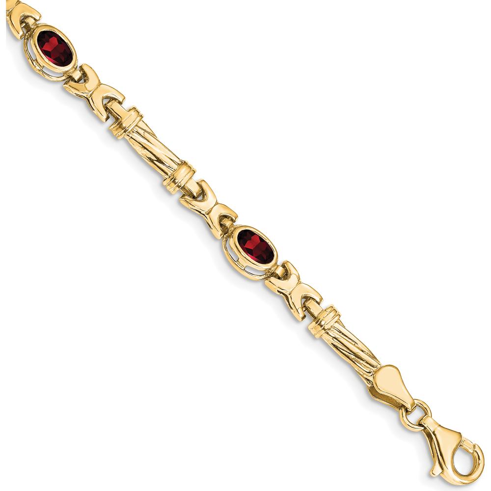 10K Yellow Gold Garnet 4-Stone Bracelet with Oval Cut Garnets - 0.6 Carats Total Gem Weight by Oro Pregiato
