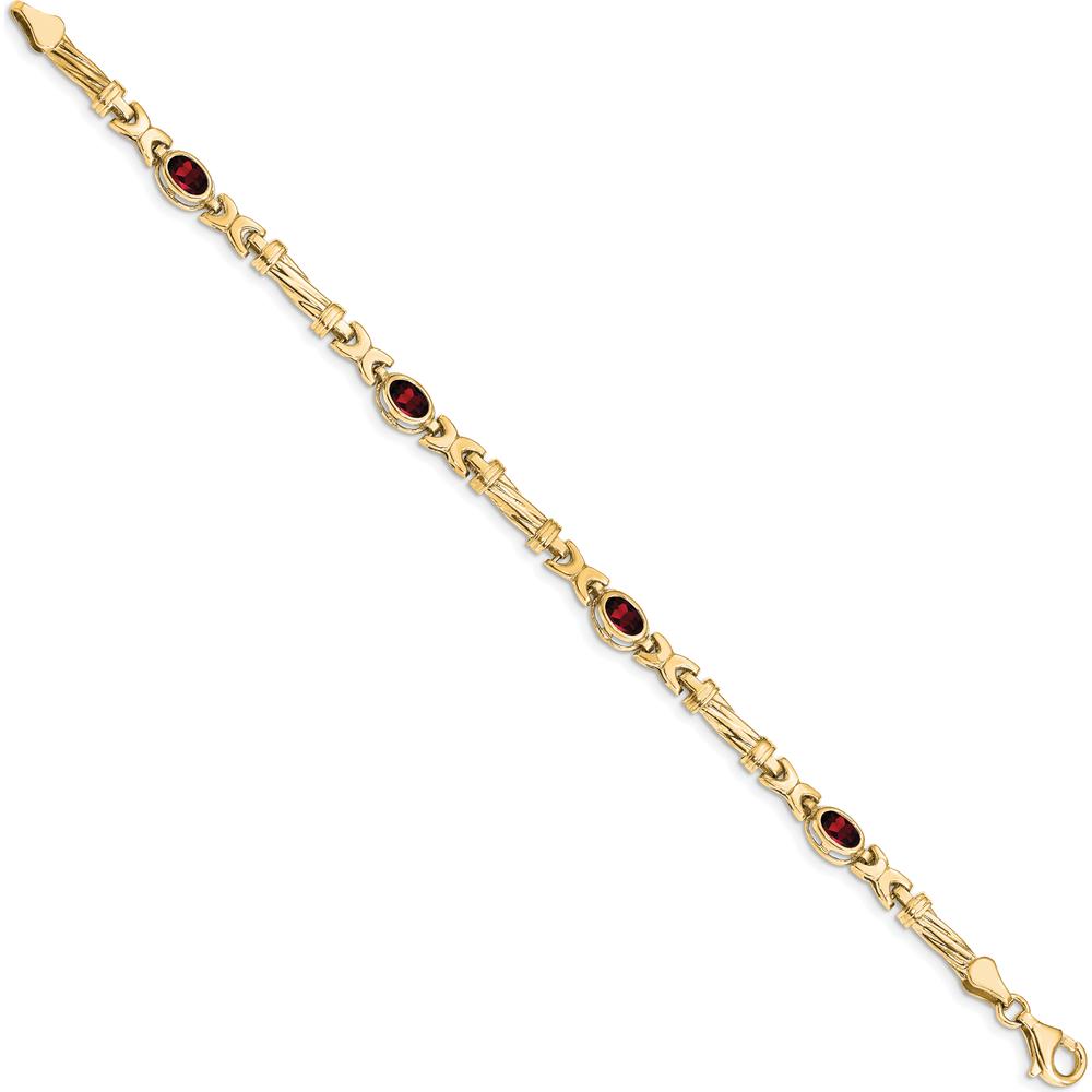 10K Yellow Gold Garnet 4-Stone Bracelet with Oval Cut Garnets - 0.6 Carats Total Gem Weight by Oro Pregiato