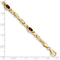 10K Yellow Gold Garnet 4-Stone Bracelet with Oval Cut Garnets - 0.6 Carats Total Gem Weight by Oro Pregiato