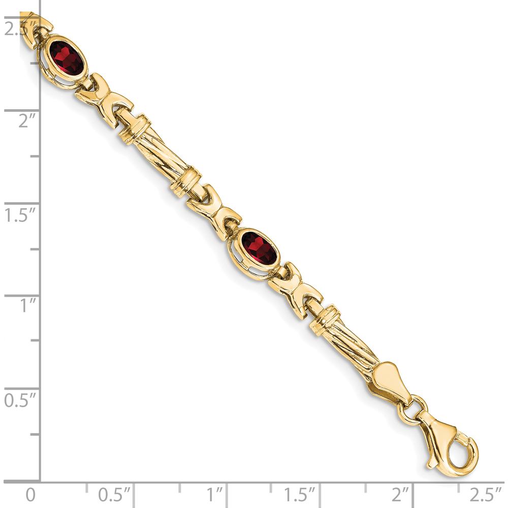 10K Yellow Gold Garnet 4-Stone Bracelet with Oval Cut Garnets - 0.6 Carats Total Gem Weight by Oro Pregiato