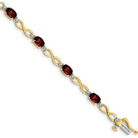 10K Yellow Gold Garnet and Diamond Infinity Bracelet with Oval Garnets and Round Diamonds - 0.60 Carats Total Garnet Weight, 0.025 Carats Total Diamond Weight by Monteluci Fine Jewelry
