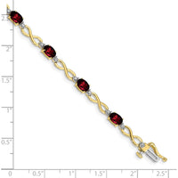 10K Yellow Gold Garnet and Diamond Infinity Bracelet with Oval Garnets and Round Diamonds - 0.60 Carats Total Garnet Weight, 0.025 Carats Total Diamond Weight by Monteluci Fine Jewelry