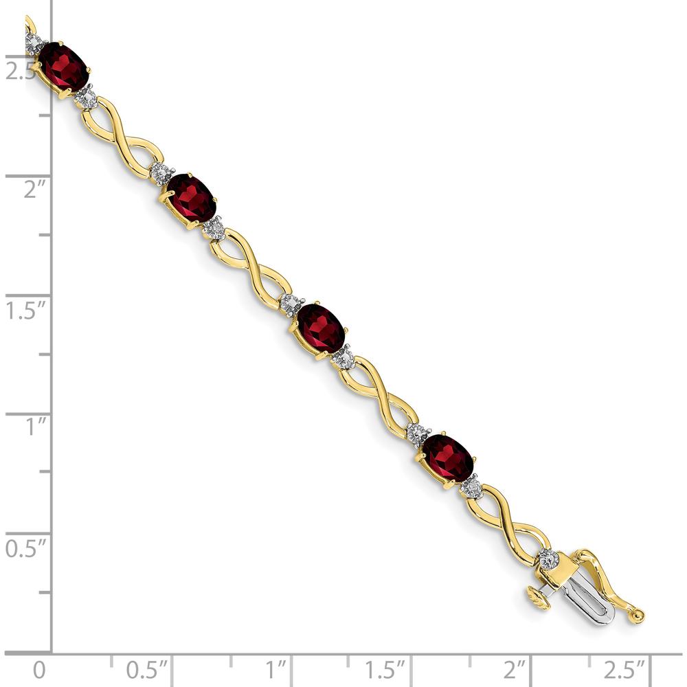 10K Yellow Gold Garnet and Diamond Infinity Bracelet with Oval Garnets and Round Diamonds - 0.60 Carats Total Garnet Weight, 0.025 Carats Total Diamond Weight by Monteluci Fine Jewelry