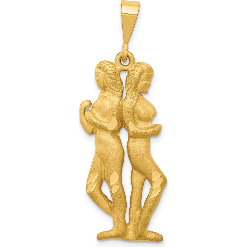 10K Yellow Gold Gemini Zodiac Twin Pendant Charm