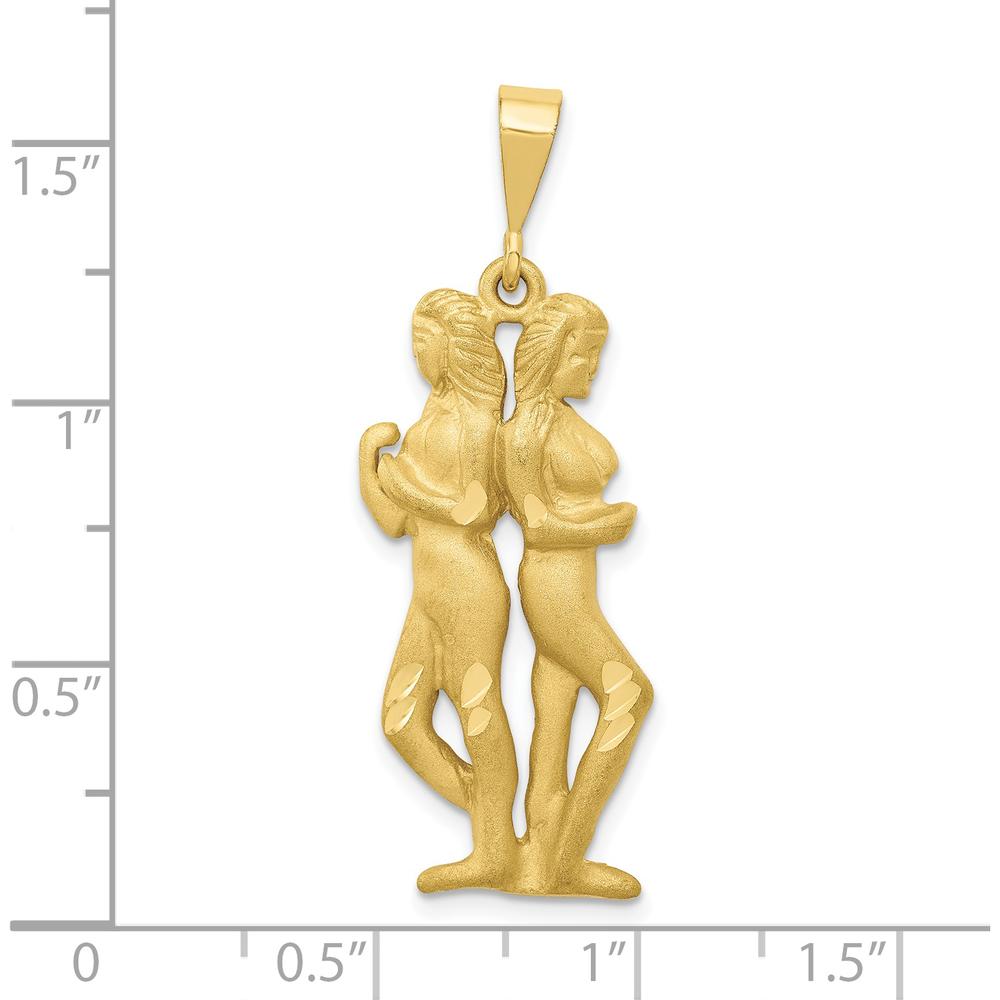 10K Yellow Gold Gemini Zodiac Twin Pendant Charm