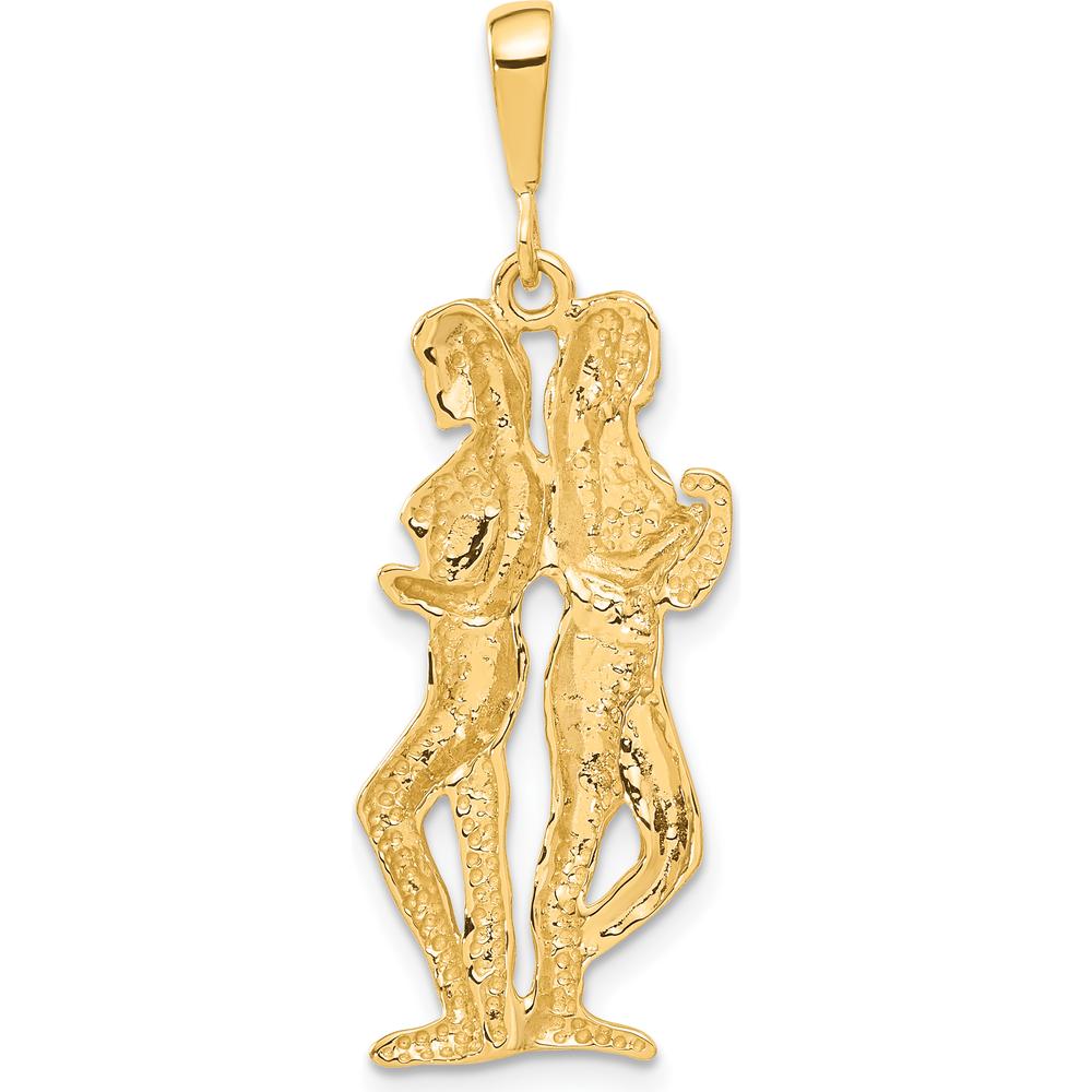 10K Yellow Gold Gemini Zodiac Twin Pendant Charm