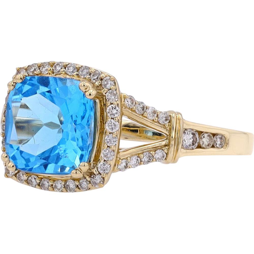 10K Yellow Gold Gemstone Center Ring with Diamond Accents - Timeless Beauty