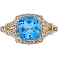 10K Yellow Gold Gemstone Center Ring with Diamond Accents - Timeless Beauty