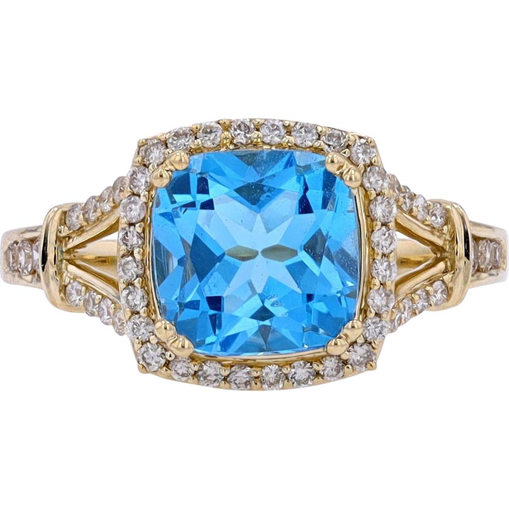 10K Yellow Gold Gemstone Center Ring with Diamond Accents - Timeless Beauty