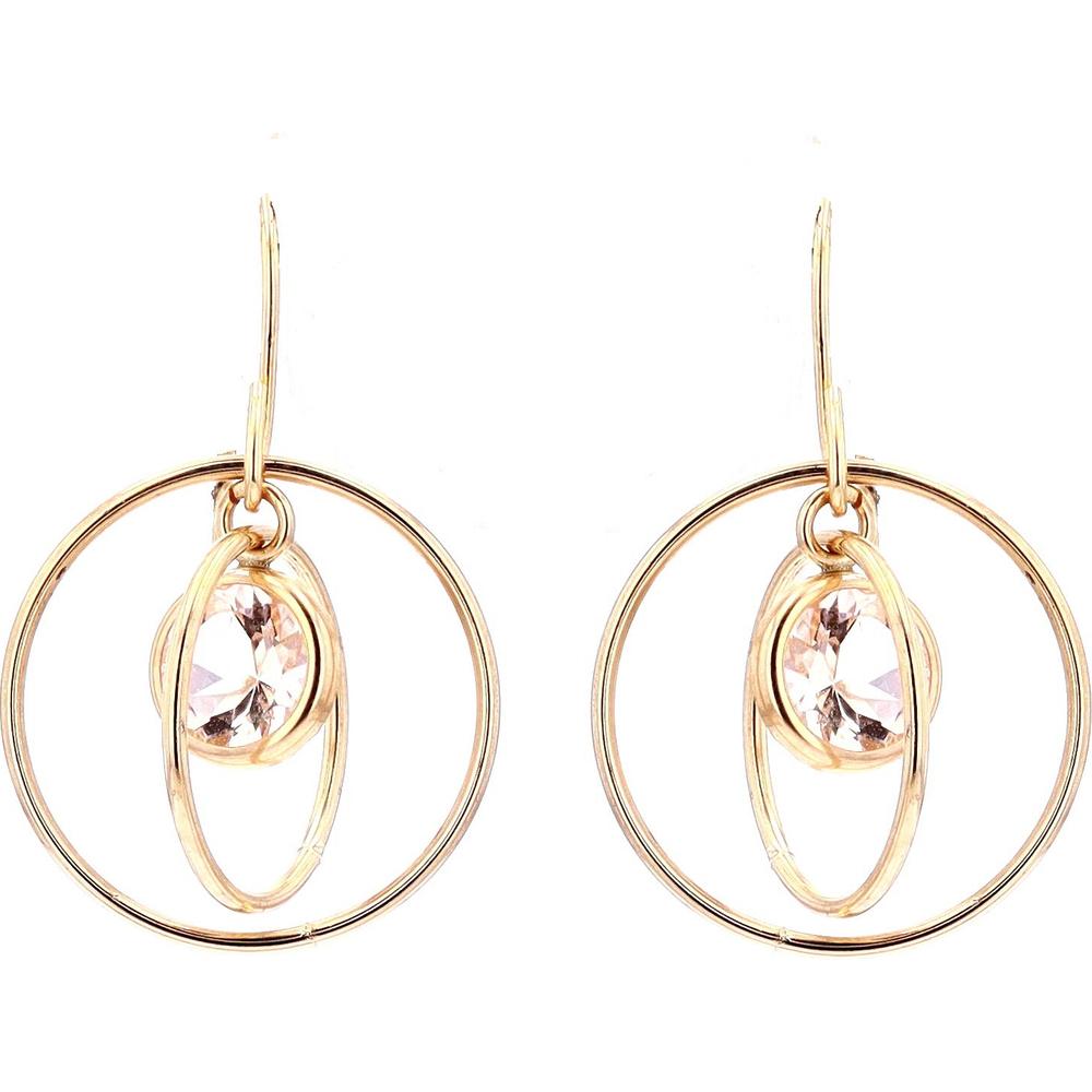 10K Yellow Gold Gemstone Orbiting Earrings with Morganite - 1.0 Carat Total Carat Weight