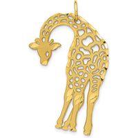 10K Yellow Gold Giraffe Charm Pendant - Polished Finish 37mm Length