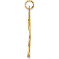 10K Yellow Gold Giraffe Charm Pendant - Polished Finish 37mm Length