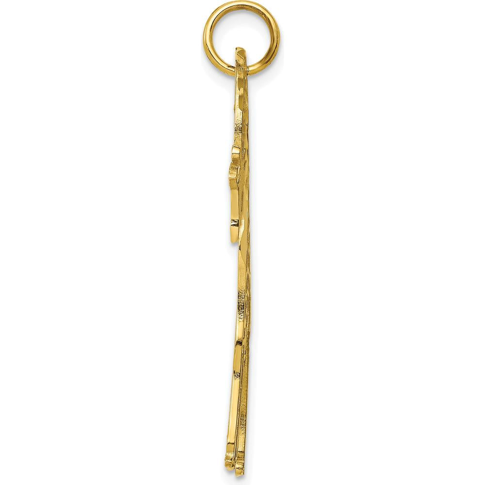 10K Yellow Gold Giraffe Charm Pendant - Polished Finish 37mm Length