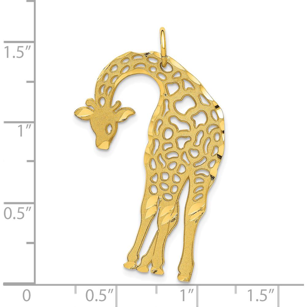 10K Yellow Gold Giraffe Charm Pendant - Polished Finish 37mm Length