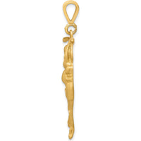 10K Yellow Gold Golfer Charm Pendant - Polished Finish, 40mm Length