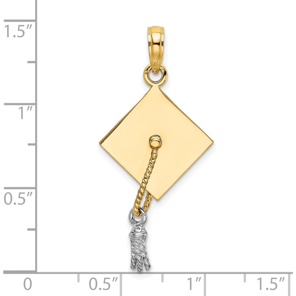 10K Yellow Gold Graduation Cap Pendant with Moveable Tassel Charm