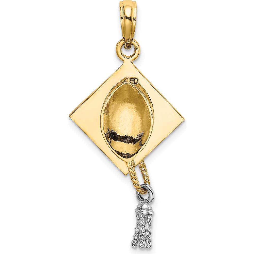 10K Yellow Gold Graduation Cap Pendant with Moveable Tassel Charm