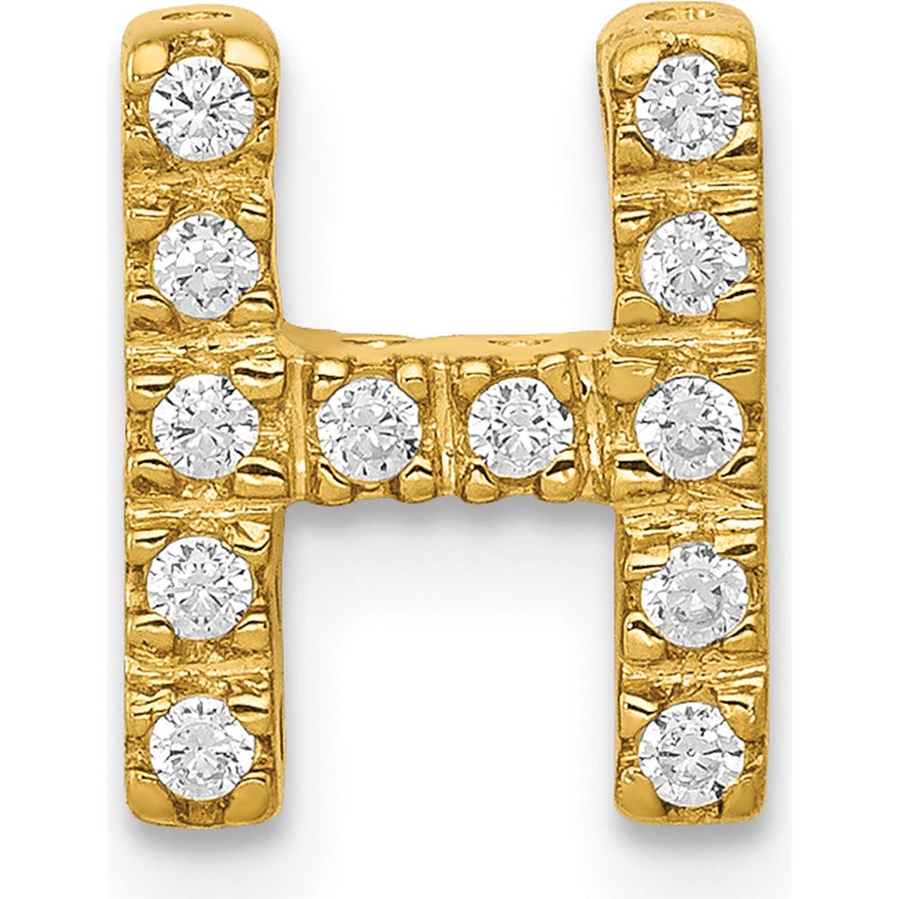 10K Yellow Gold "H" Initial Charm with Round Diamond Accents by Oro Pregiato
