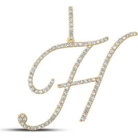 10K Yellow Gold H Initial Letter Pendant with Round Prong-Set Diamonds - 5/8 Carat Total Diamond Weight