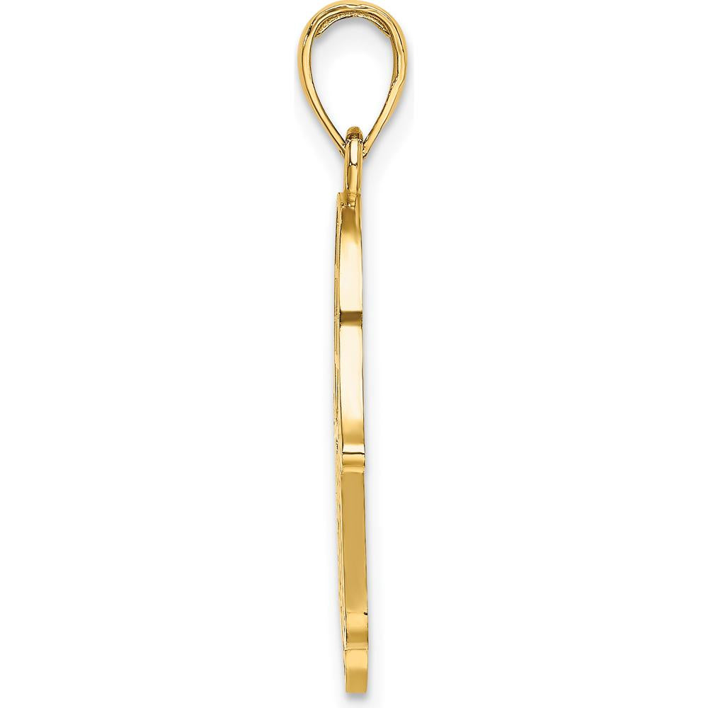 10K Yellow Gold Hamsa with Star of David Charm - Polished Finish 28.3mm Length