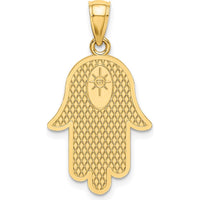 10K Yellow Gold Hamsa with Star of David Charm - Polished Finish 28.3mm Length