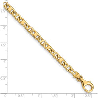 10K Yellow Gold Hand Polished 4.4mm Fancy Link Bracelet - 7.25" Length