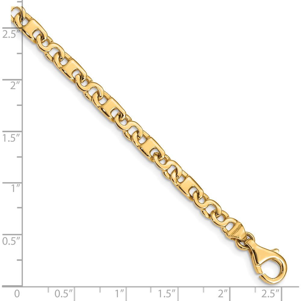 10K Yellow Gold Hand Polished 4.4mm Fancy Link Bracelet - 7.25" Length