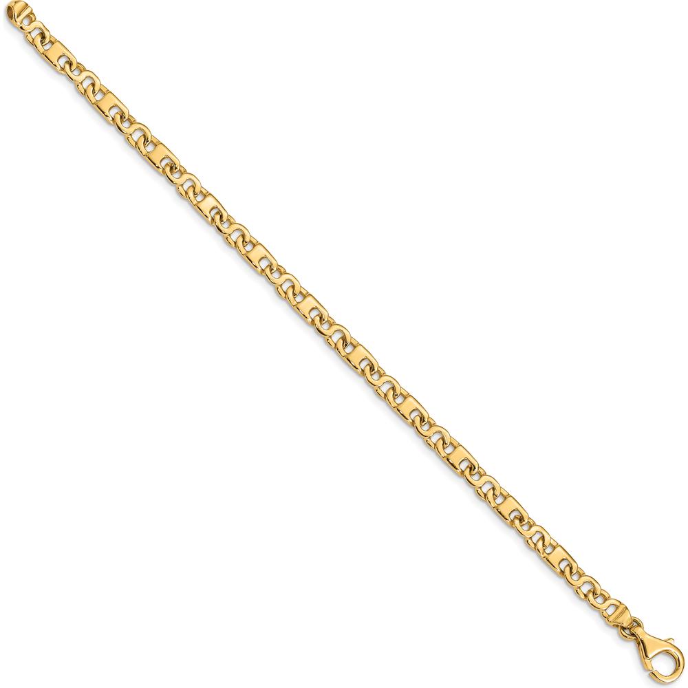 10K Yellow Gold Hand Polished 4.4mm Fancy Link Bracelet - 7.25" Length