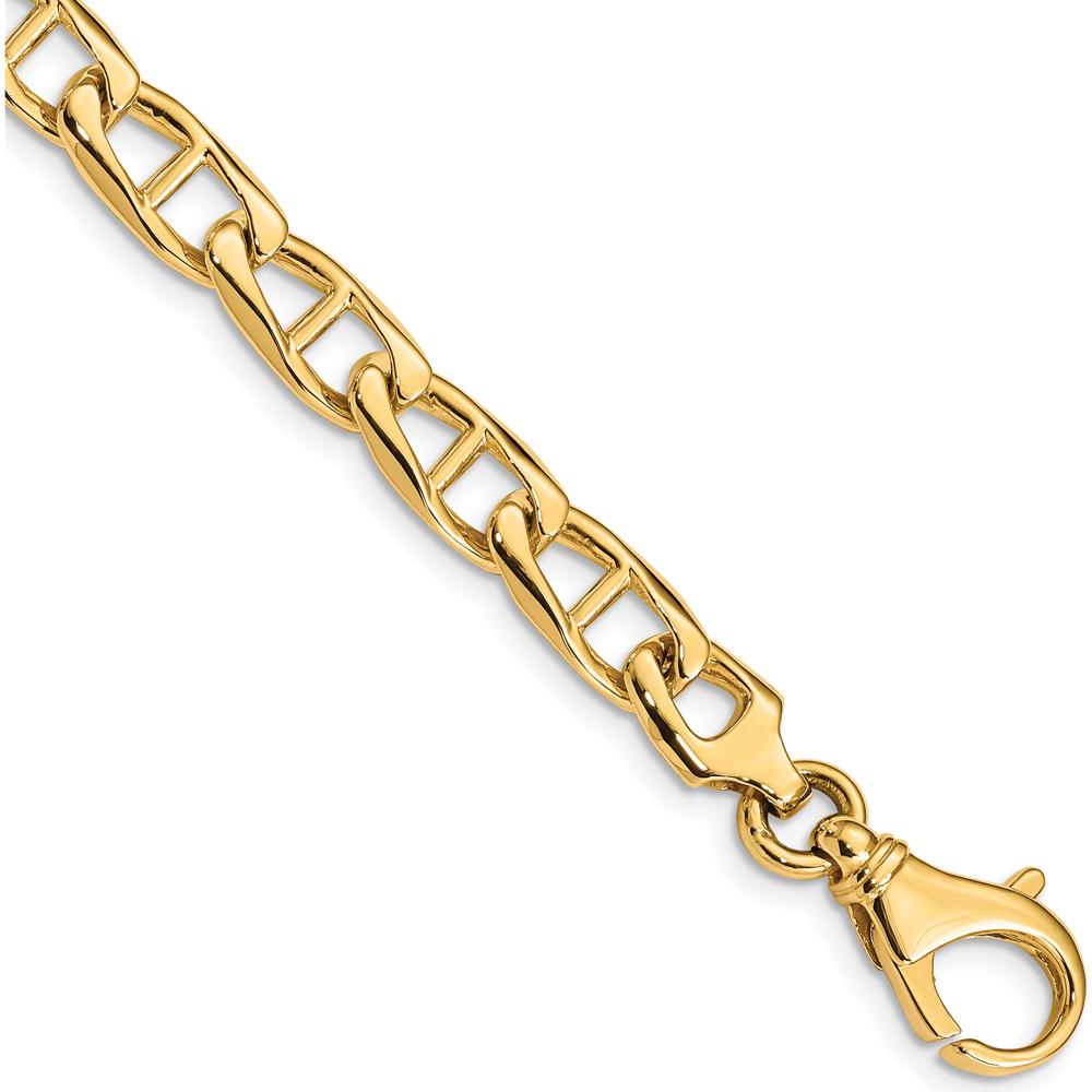 10K Yellow Gold Hand-Polished Anchor Link Bracelet - 8", Solid Gold Luxury