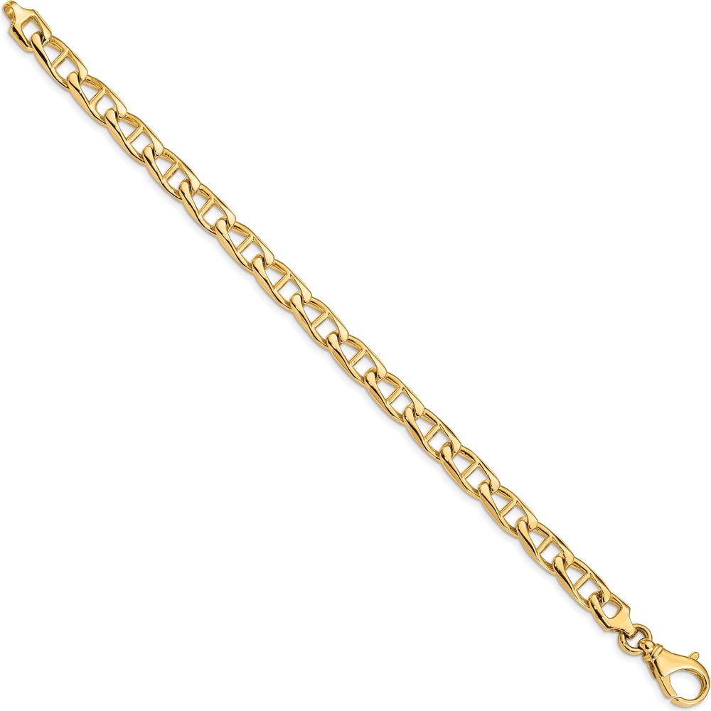 10K Yellow Gold Hand-Polished Anchor Link Bracelet - 8", Solid Gold Luxury