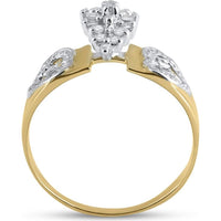 10K Yellow Gold Heart and Cluster Round Diamond Mom Ring - 1/8 Carat Total Diamond Weight