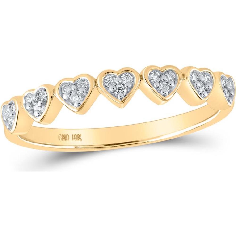 10K Yellow Gold Heart Band with Prong-Set Round Diamonds - 1/8 Carat Total Weight