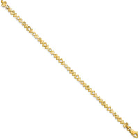 10K Yellow Gold Heart Bracelet - 7" Solid Gold Fancy Link Design