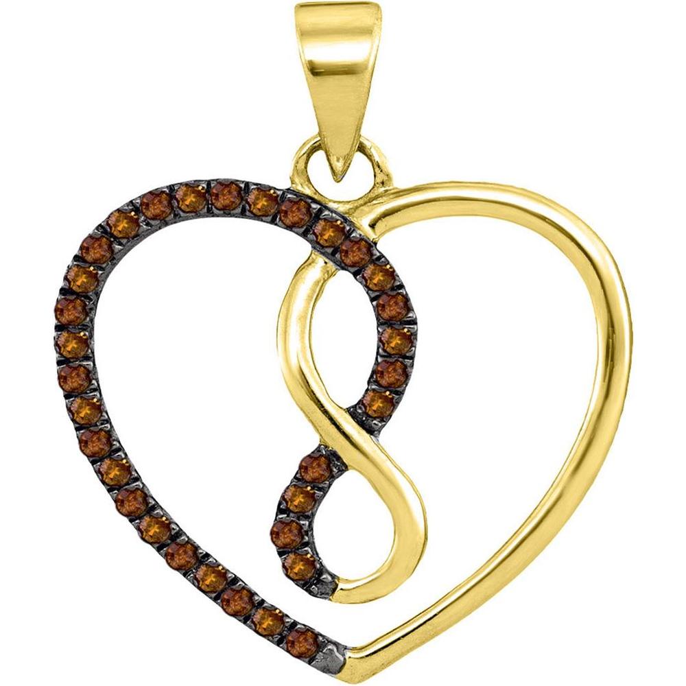 10K Yellow Gold Heart Infinity Pendant with Round Brown Diamonds - 1/8 Carat Total Diamond Weight