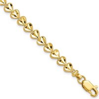 10K Yellow Gold Heart Link Bracelet - 7" Length, 5.75mm Width